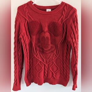 Disney Mickey Mouse Cable Knit Sweater | Red | Size Small